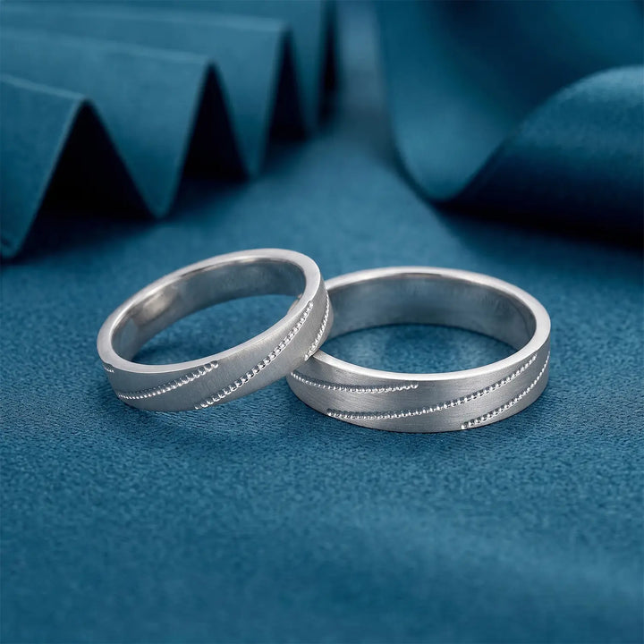 Elegant Matte Finish Couple Band Rings - Made With Pure 925 Silver