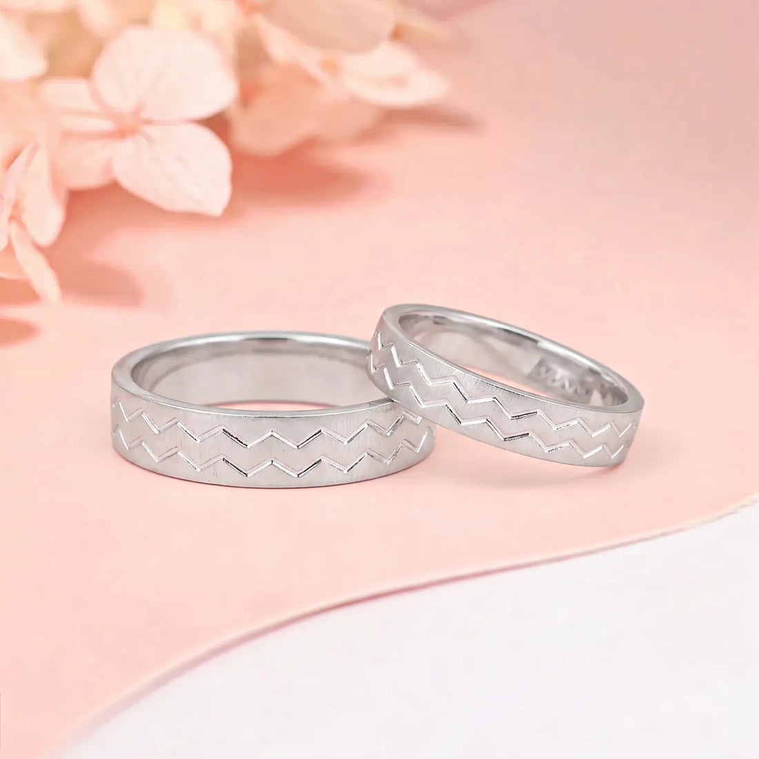 Classic Textured Couple Band Rings - Made With Pure 925 Silver
