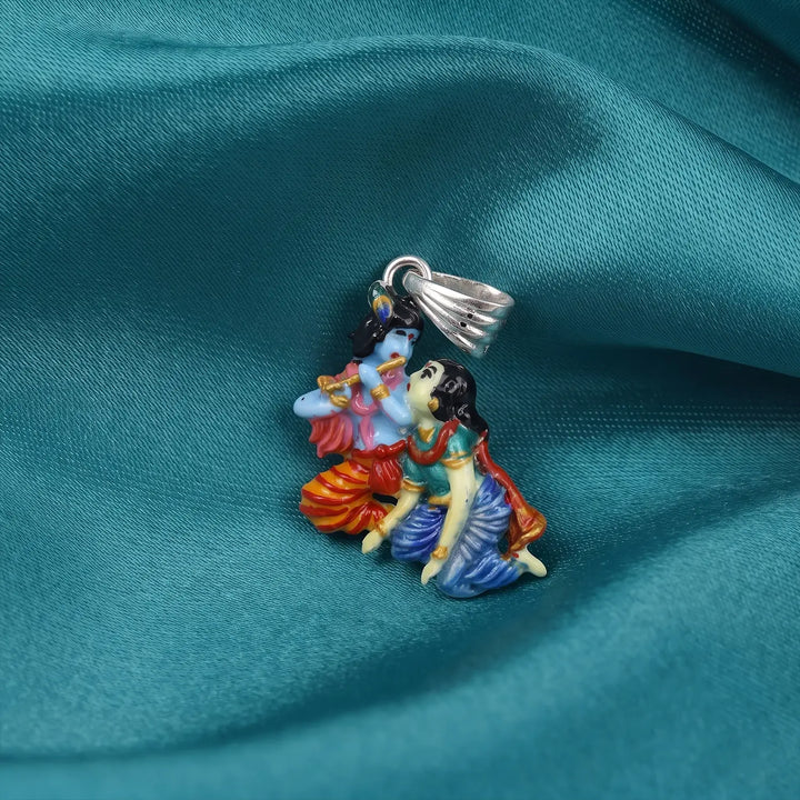 Divine Radha Krishna Silver Pendant - Made With Pure 925 Silver
