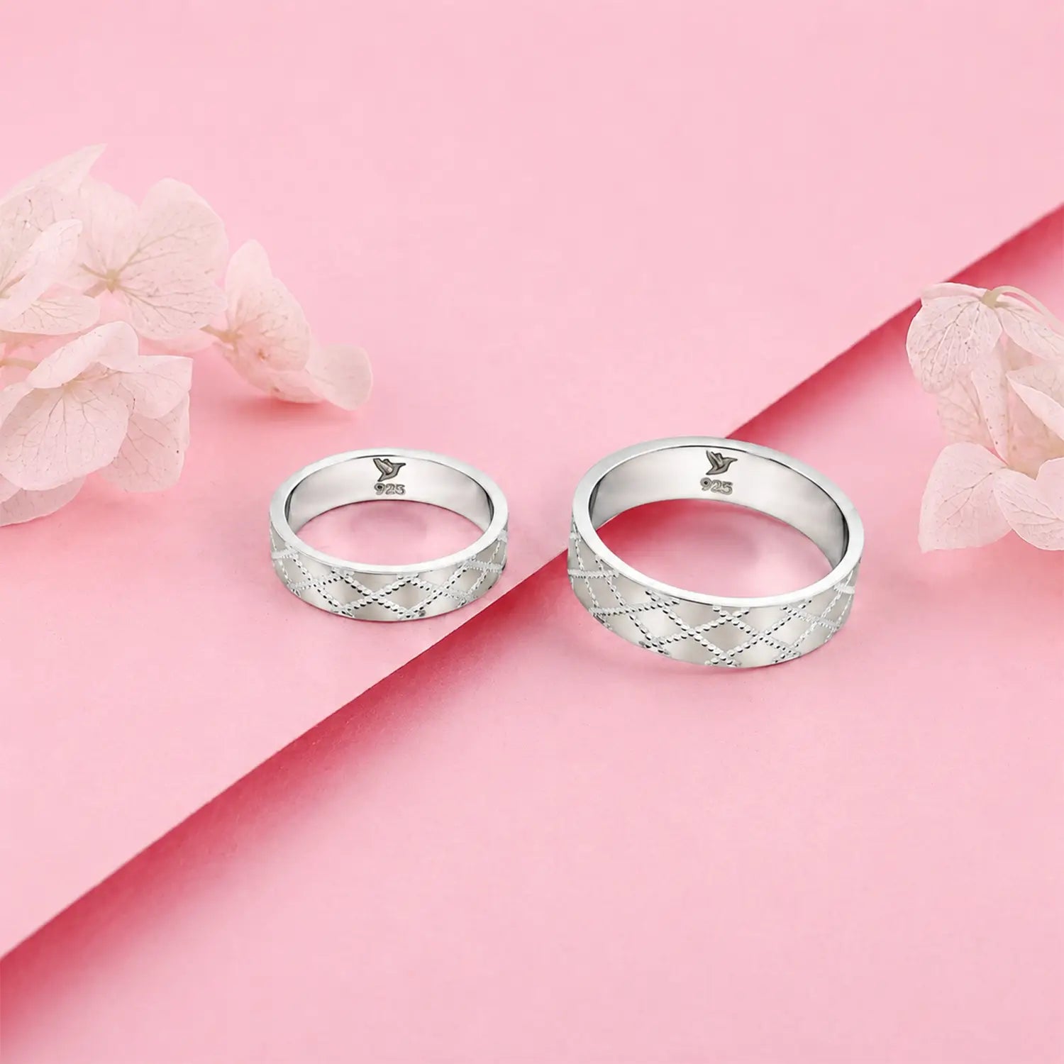 Classic Engraved Couple Band Rings - Made With Pure 925 Silver