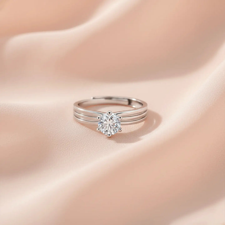 Pure Silver Classic Solitaire Ring - Made With Pure 925 Silver