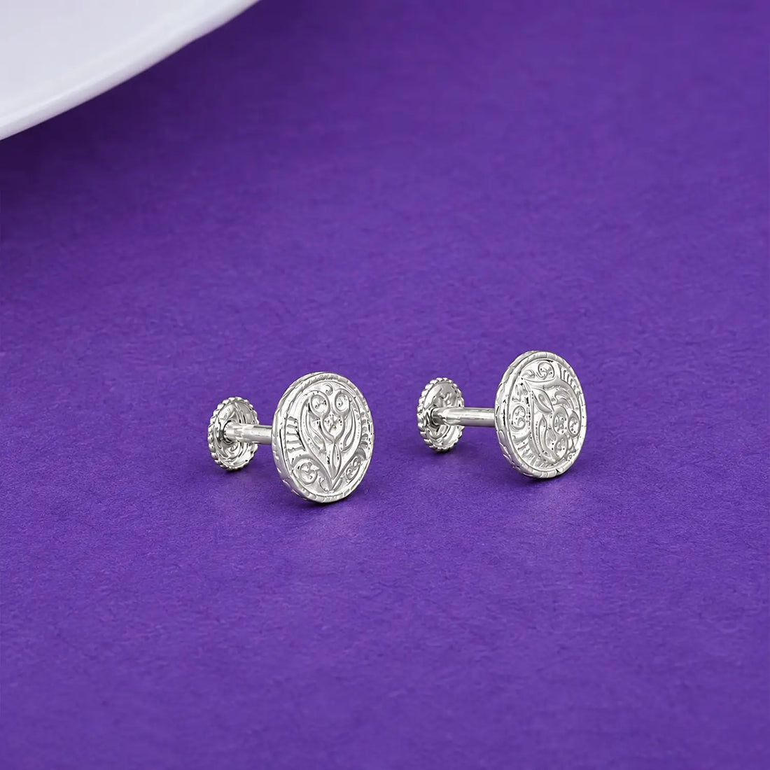 Intricate Oval Filigree Silver Stud Earrings - Made With Pure 925 Silver