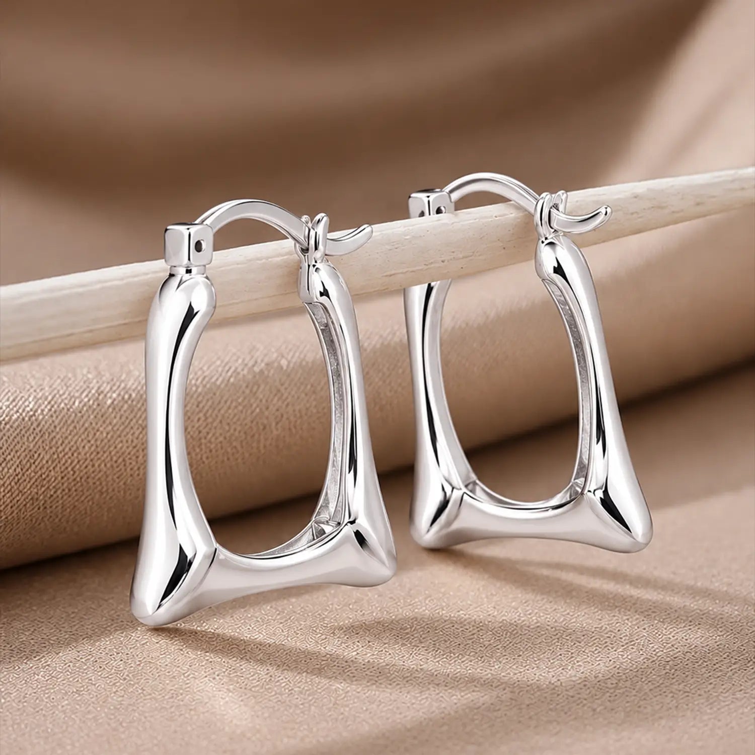 Elegant Geometric 925 Silver Hoop Earrings for Women - Made With Pure 925 Silver