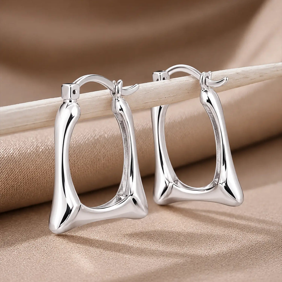 Elegant Geometric 925 Silver Hoop Earrings for Women - Made With Pure 925 Silver
