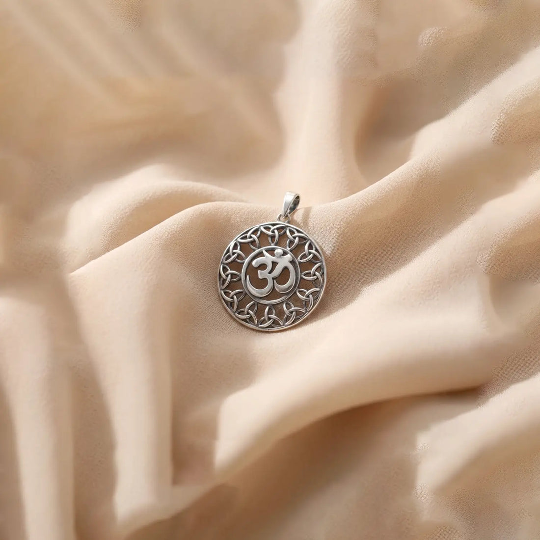 Sacred Om Circle Pure Silver Pendant- Made With Pure 925 Silver