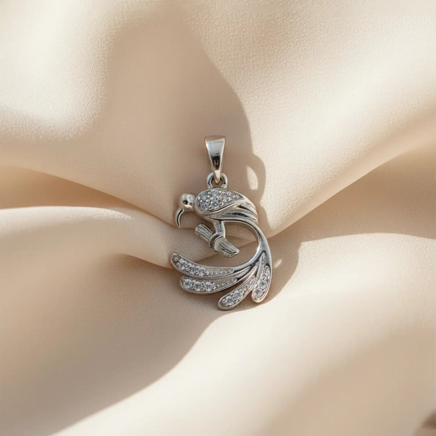Silver Bird Pendant with Textured Detailing- Made With Pure 925 Silver