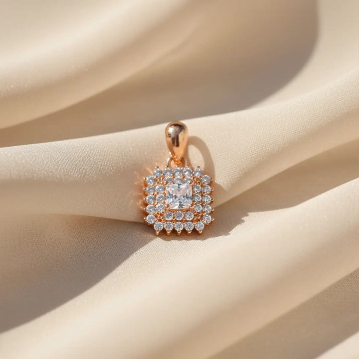 Elegant Rose Gold-Plated Silver Pendant with Sparkling CZ Stones - Made With Pure 925 Silver
