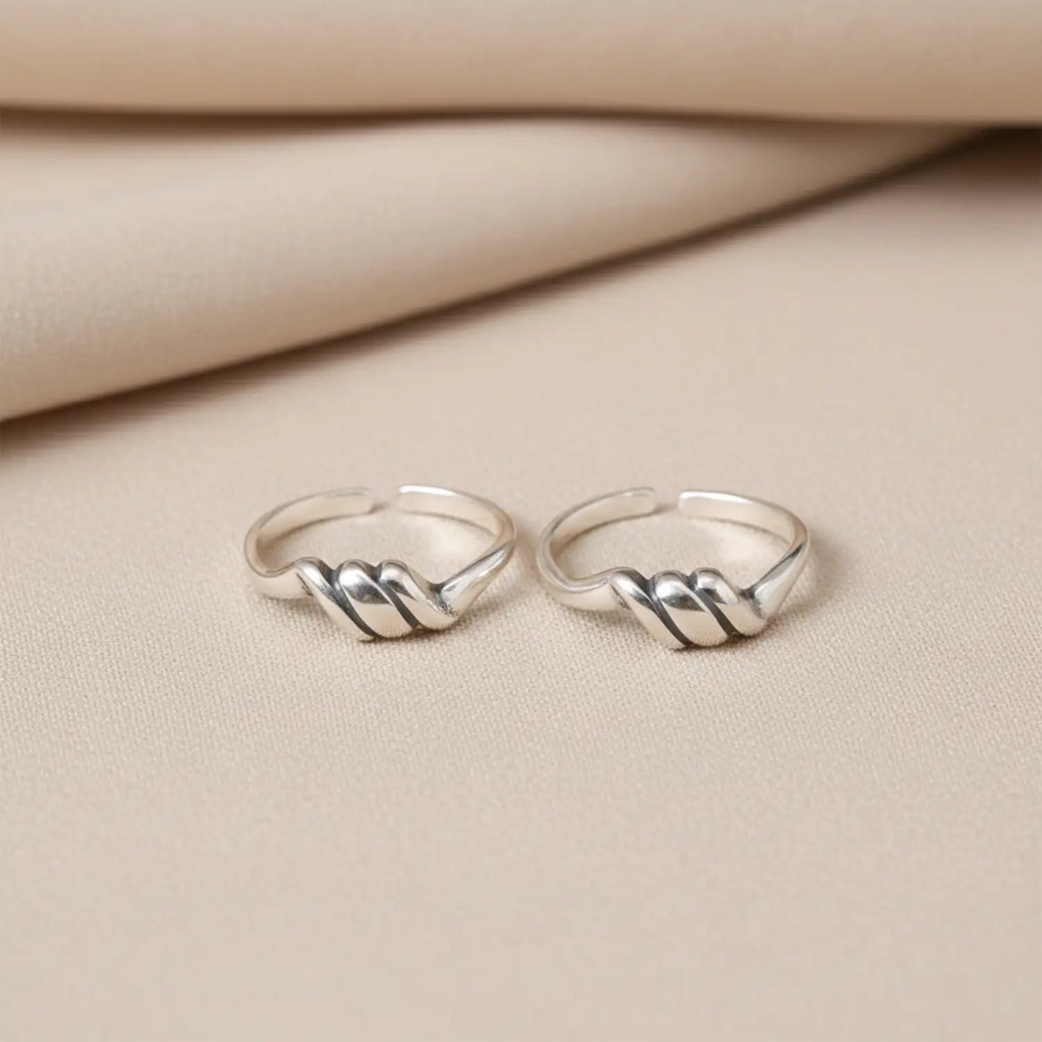 Elegant Twisted Wave Pure Silver Toe Rings- Made With Pure 925 Silver