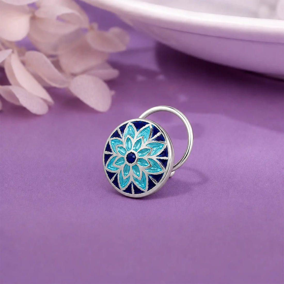 Enamel Silver Nose Pin- Made With Pure 925 Silver