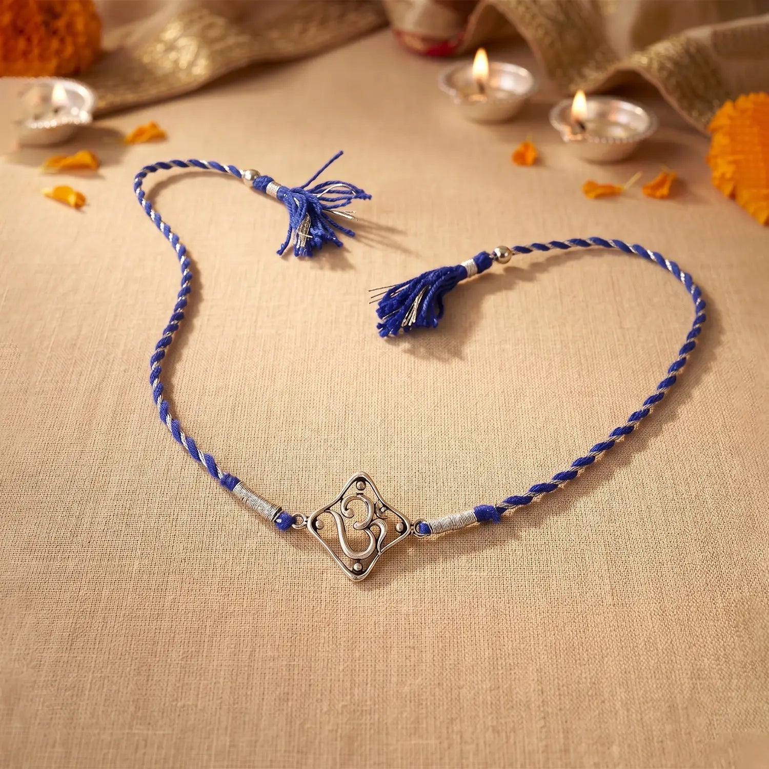 Om Serenity Silver Rakhi - Made With Pure 925 Silver