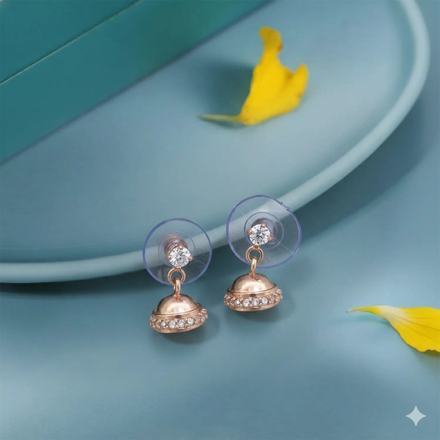 Mini Rose Glow Silver Jhumki Stud Earrings- Made With Pure 925 Silver