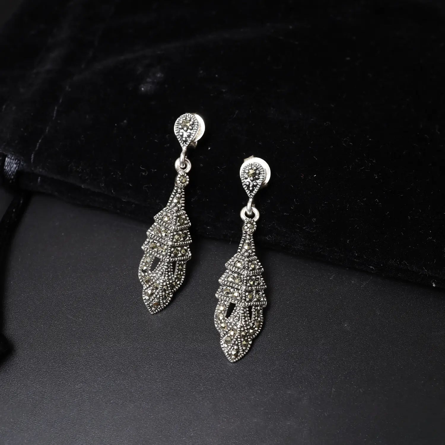 Vintage Muse Oxidized Silver Drop Earrings- Made With Pure 925 Silver
