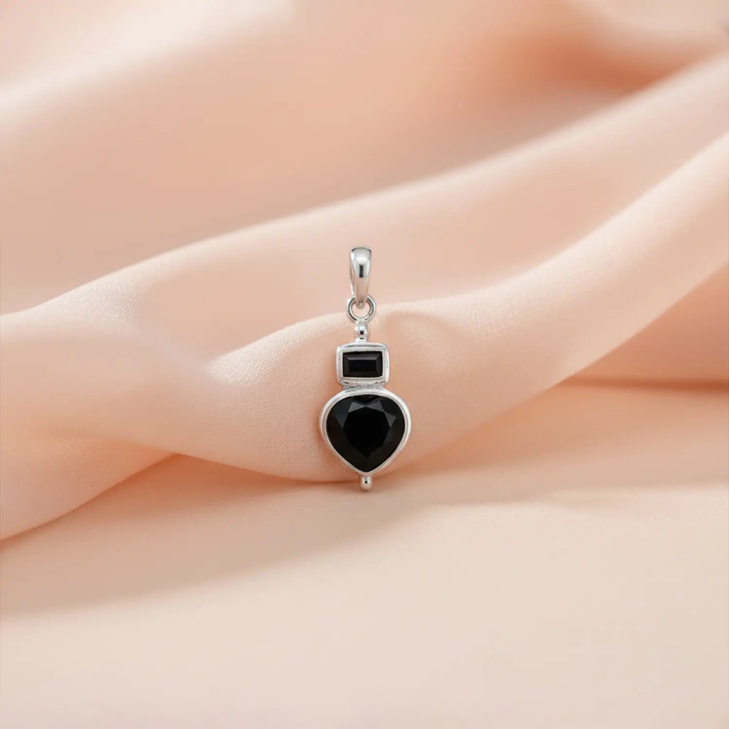 Pure Silver Black Gemstone Pendant- Made With Pure 925 Silver