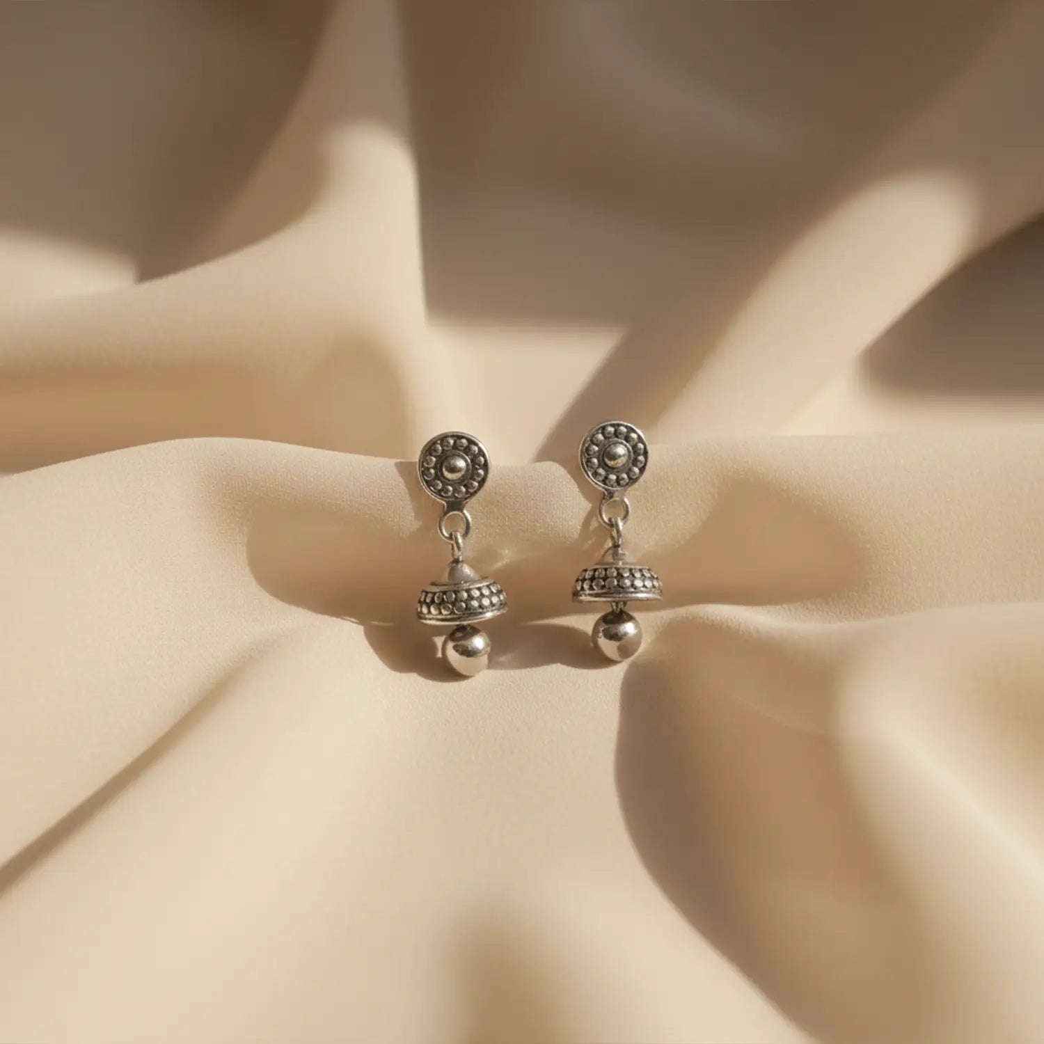 Pure Silver Traditional Drop Jhumki Earrings- Made With Pure 925 Silver