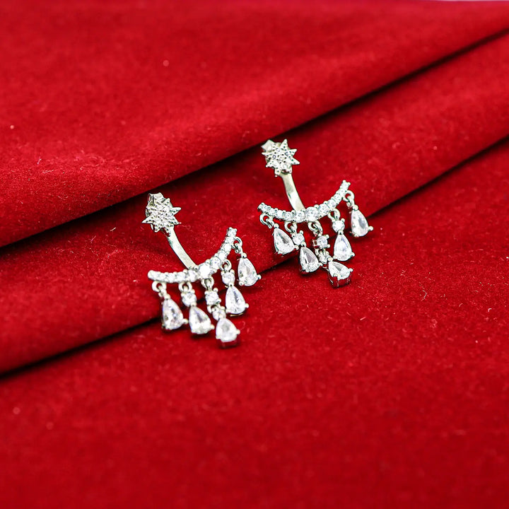 Celestial Sparkle Silver Ear Jacket Earrings- Made With Pure 925 Silver