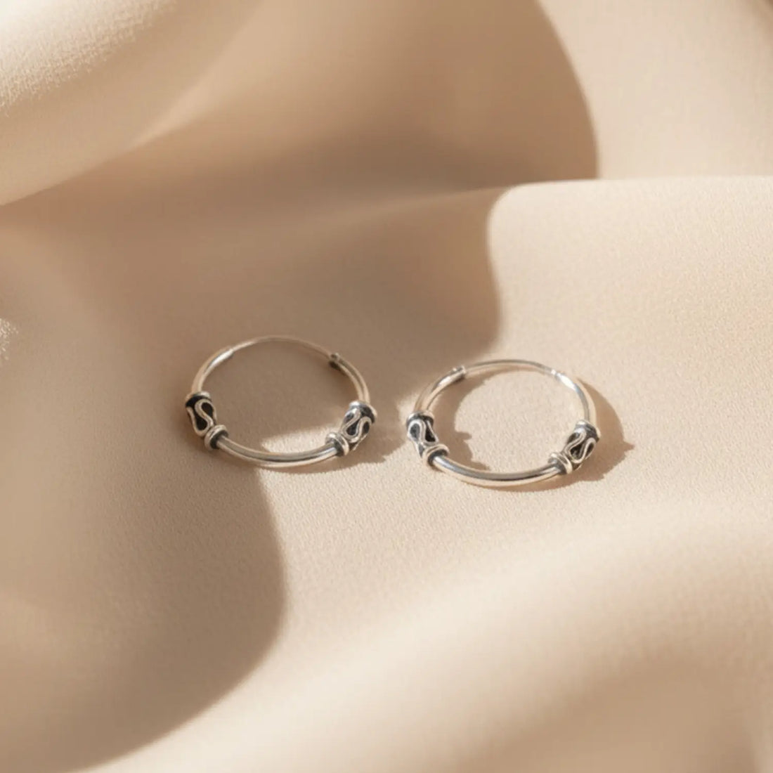 Minimal Tribal Sterling Silver Hoop Earrings - Made With Pure 925 Silver