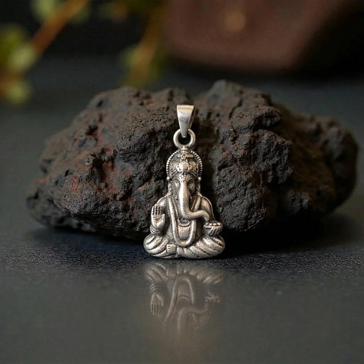 Shubh Aarambh Ganesh Silver Pendant - Made With 925 Pure Silver