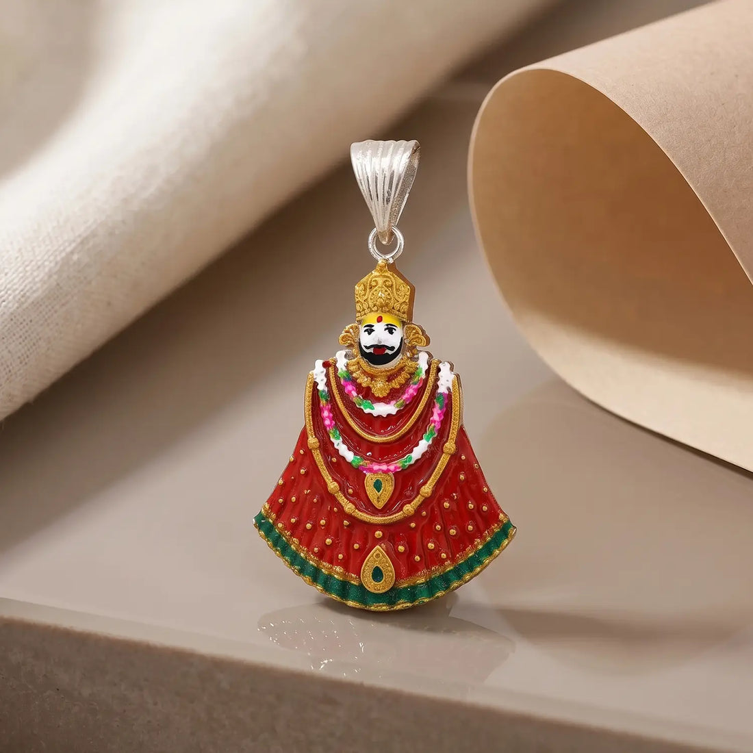 Divine Shrinathji Multicolour Silver Pendant - Made With Pure 925 Silver