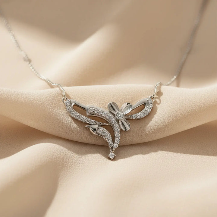 Elegant Floral Design Silver Mangalsutra - Made With Pure 925 Silver
