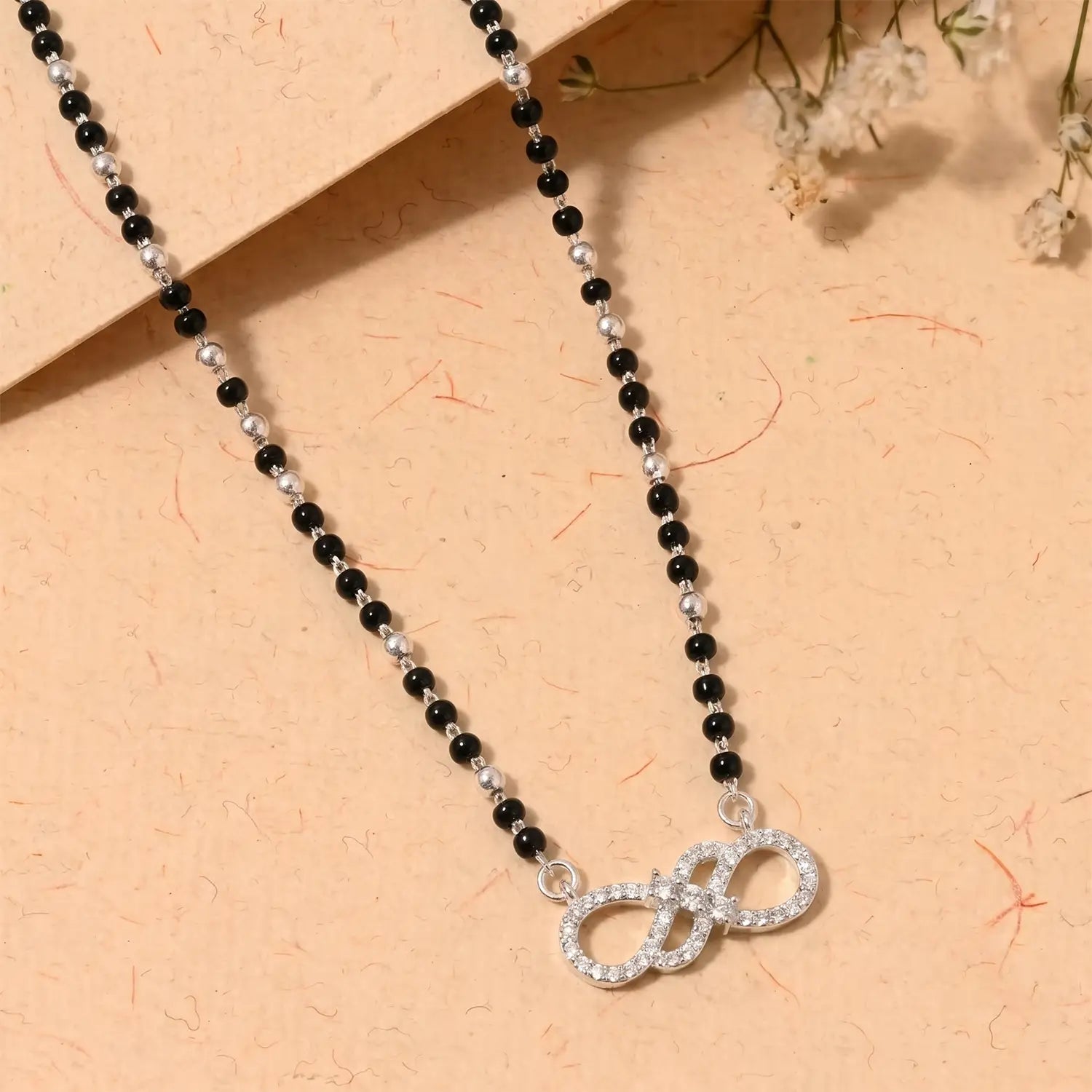 Elegant Infinity Floral Silver Mangalsutra - Made With Pure 925 Silver