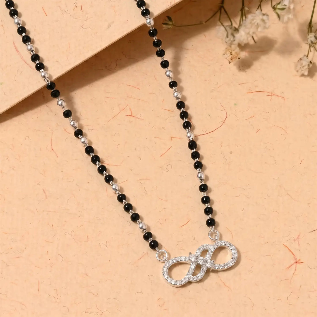 Elegant Infinity Floral Silver Mangalsutra - Made With Pure 925 Silver