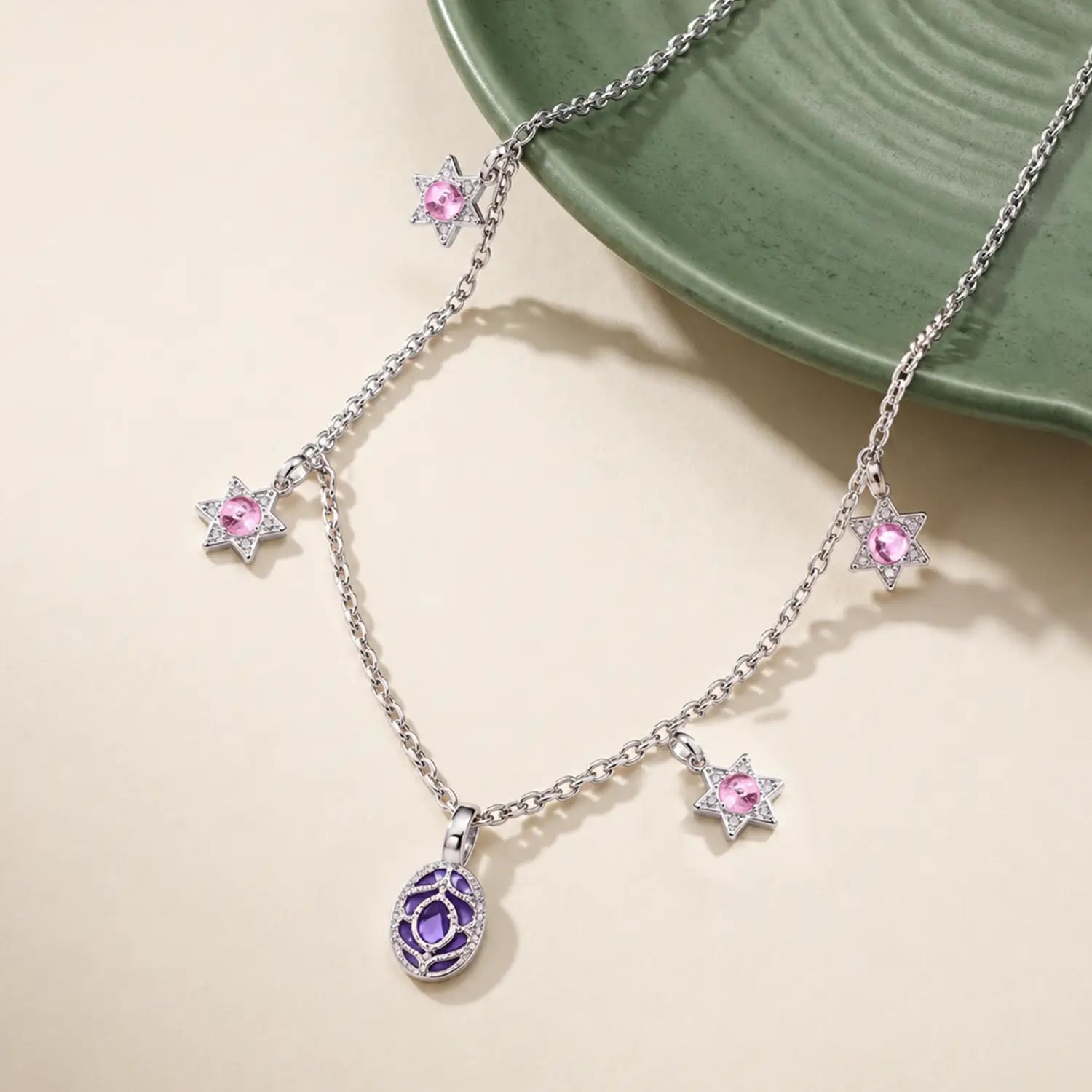 Elegant Pink Star Charm Silver Chain - Made With Pure 925 Silver