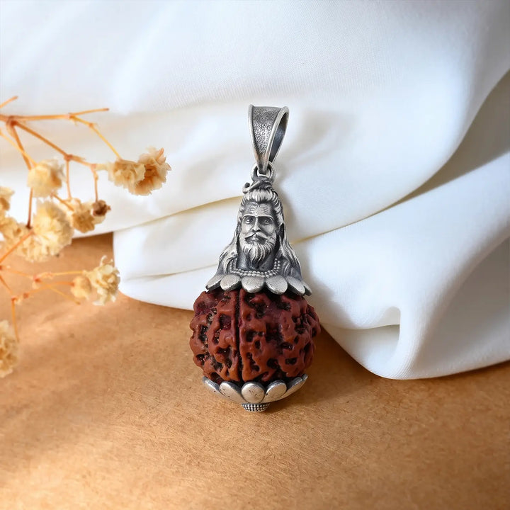 Rudraksha Sage Silver Pendant - Made With Pure 925 Silver