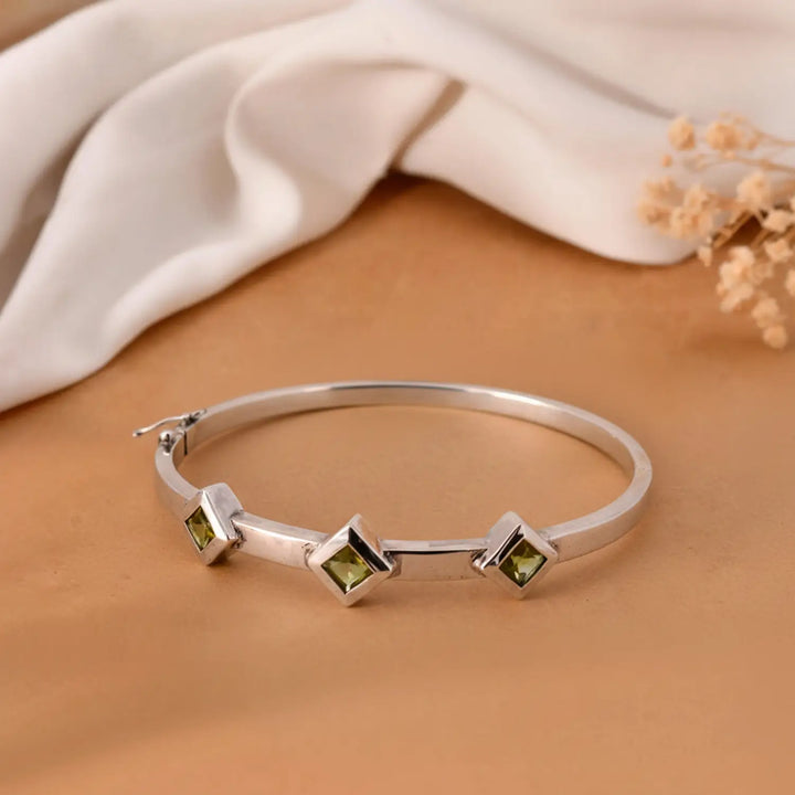 Contemporary Pure Silver Bracelet  Gemstones - Made With Pure 925 Silver