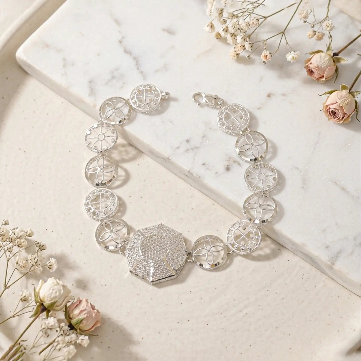 Celestia Bloom Silver Bracelet - Made With Pure 925 Silver