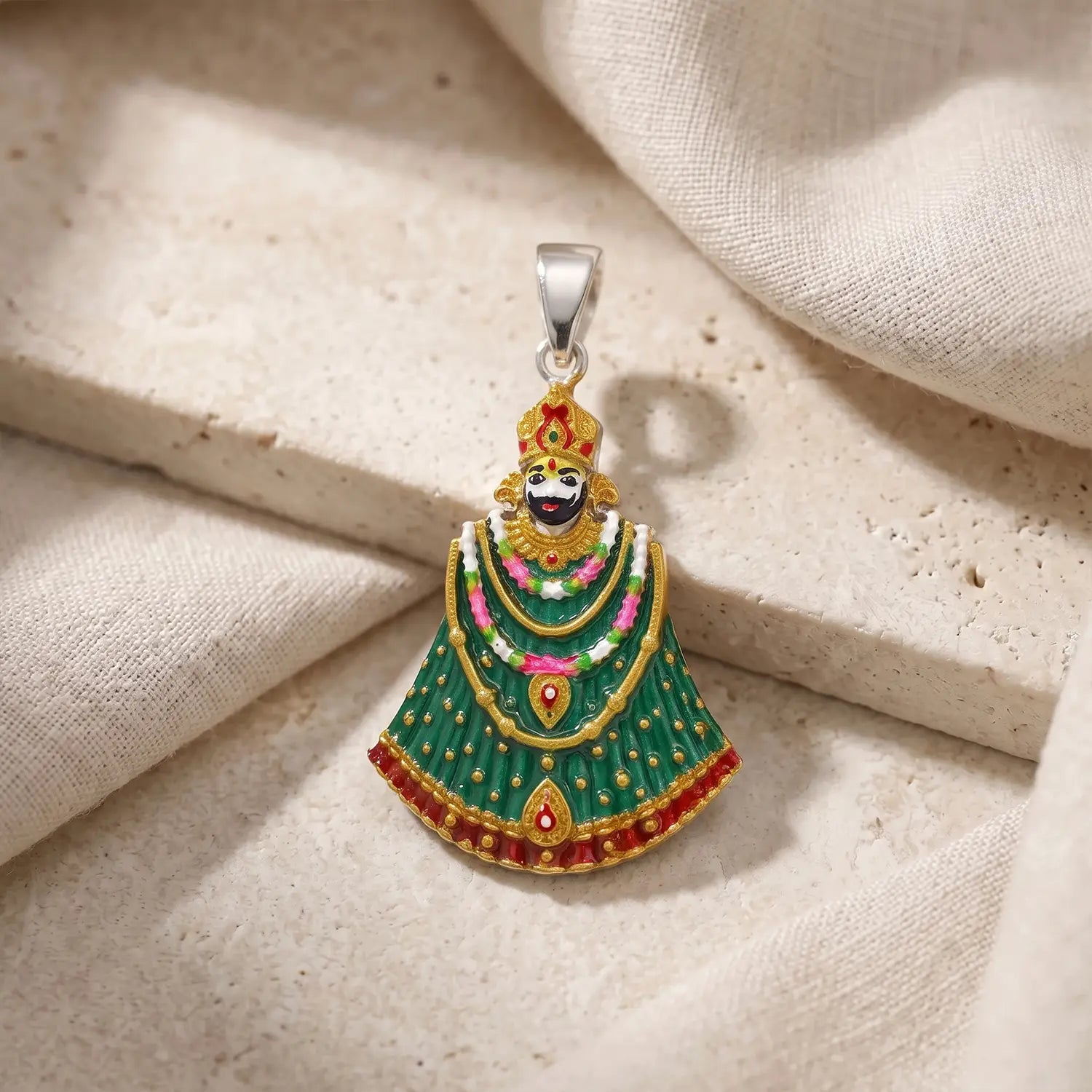 Divine Shrinathji Multicolour Silver Pendant - Made With Pure 925 Silver