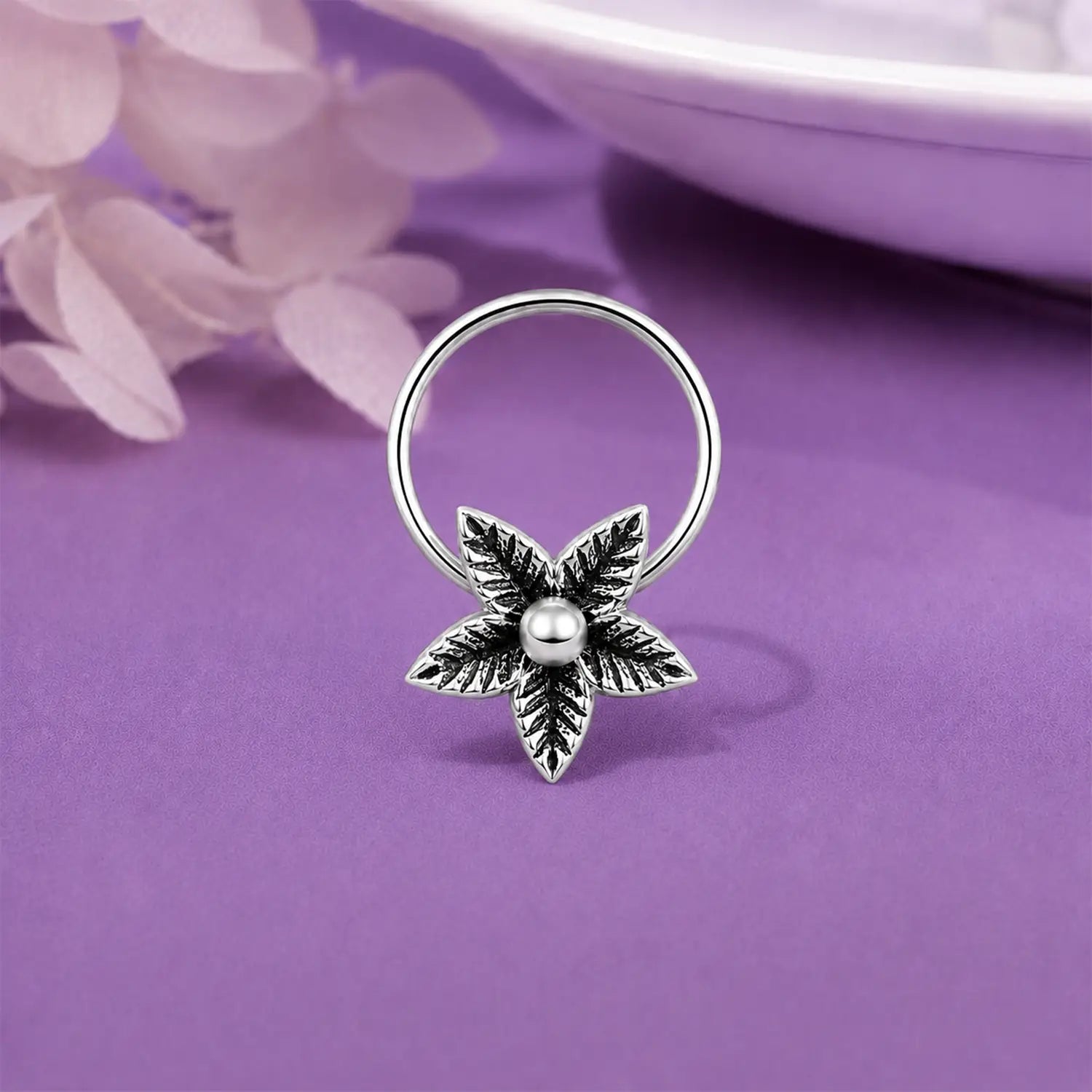 Oxidised Silver Star Nose Pin - Made With Pure 925 Silver