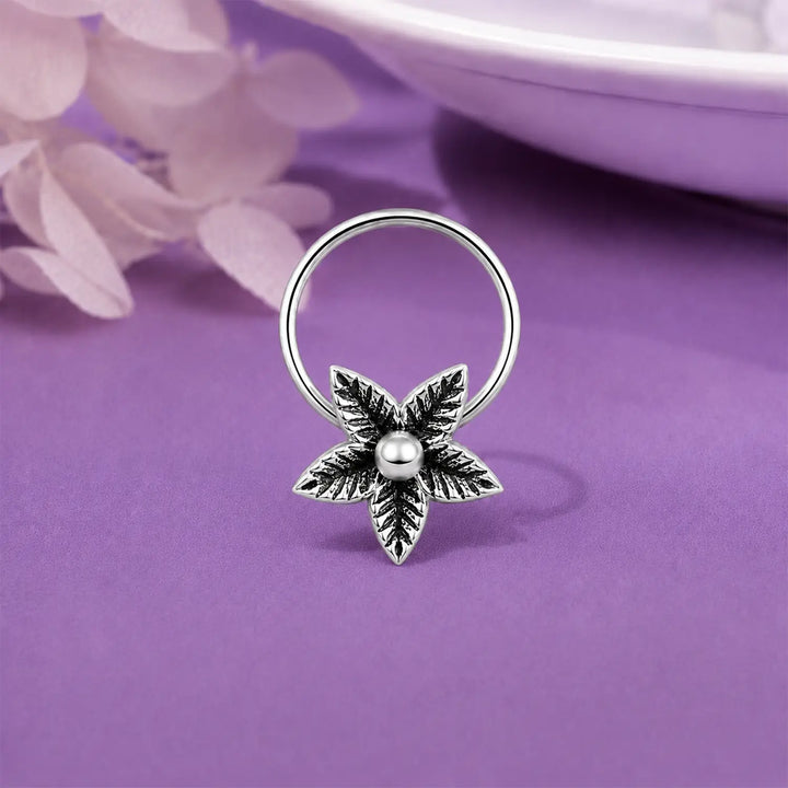 Oxidised Silver Star Nose Pin - Made With Pure 925 Silver