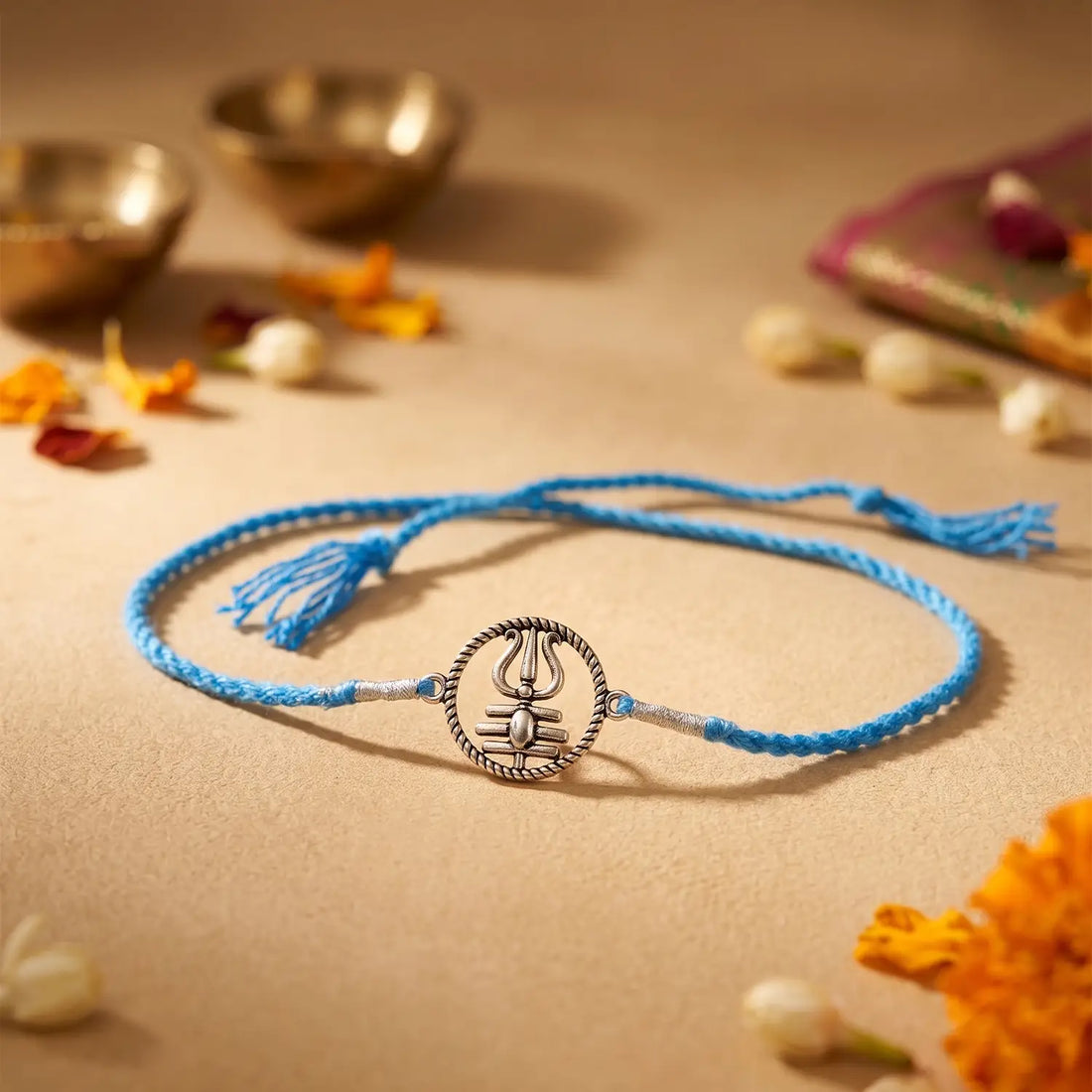 Trishul Shiv Silver Rakhi - Made With Pure 925 Silver