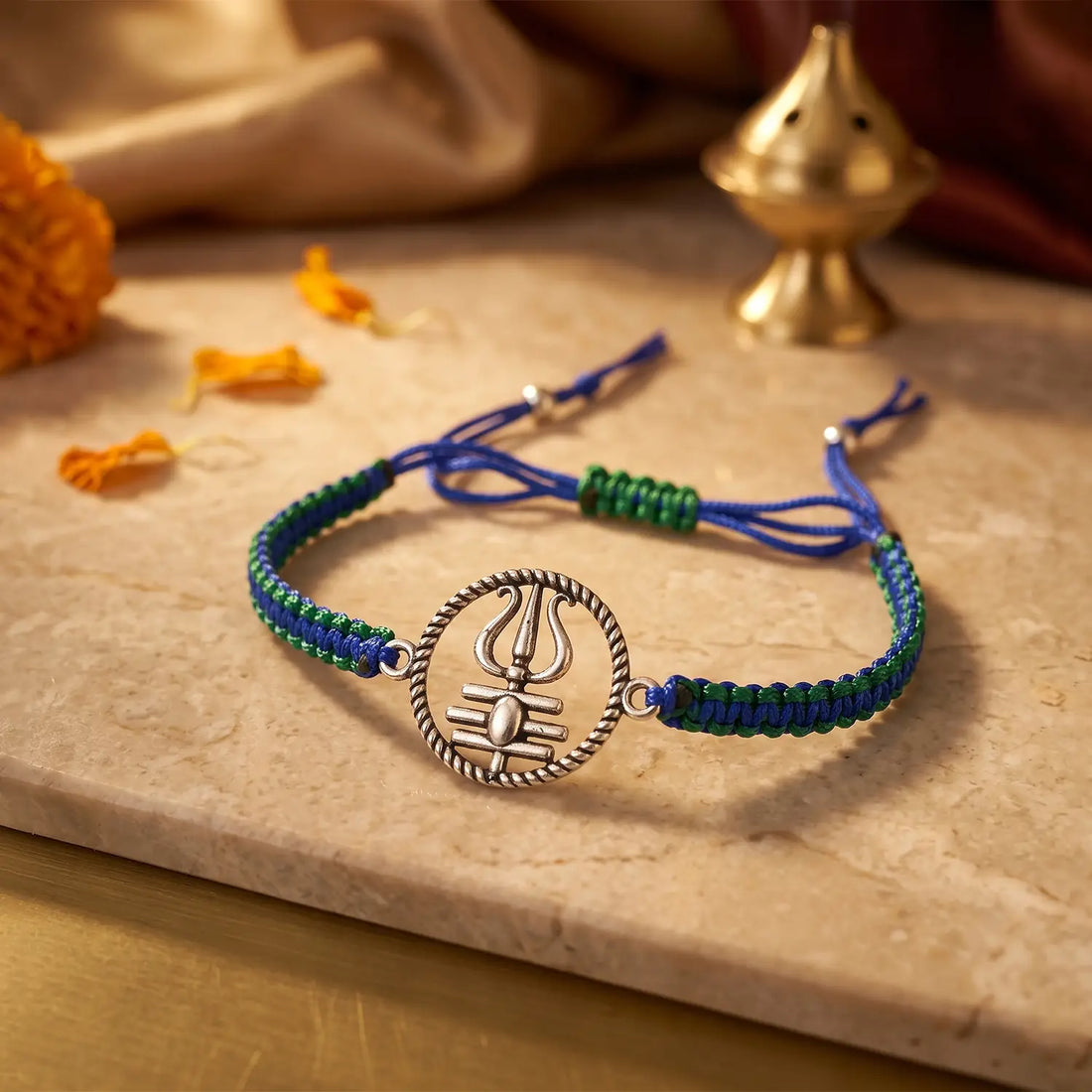 Divine Trishul Silver Rakhi Bracelet - Made With Pure 925 Silver