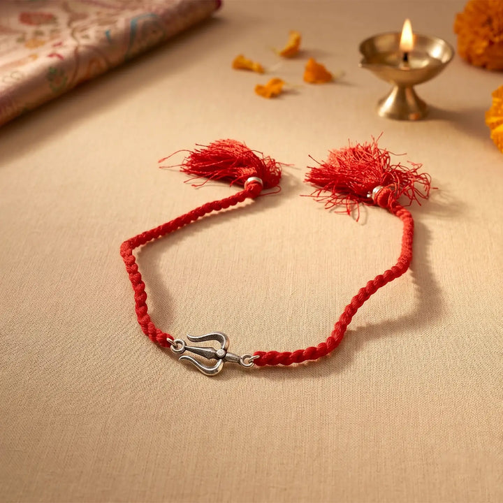 Trishul Divine Silver Rakhi - Made With Pure 925 Silver