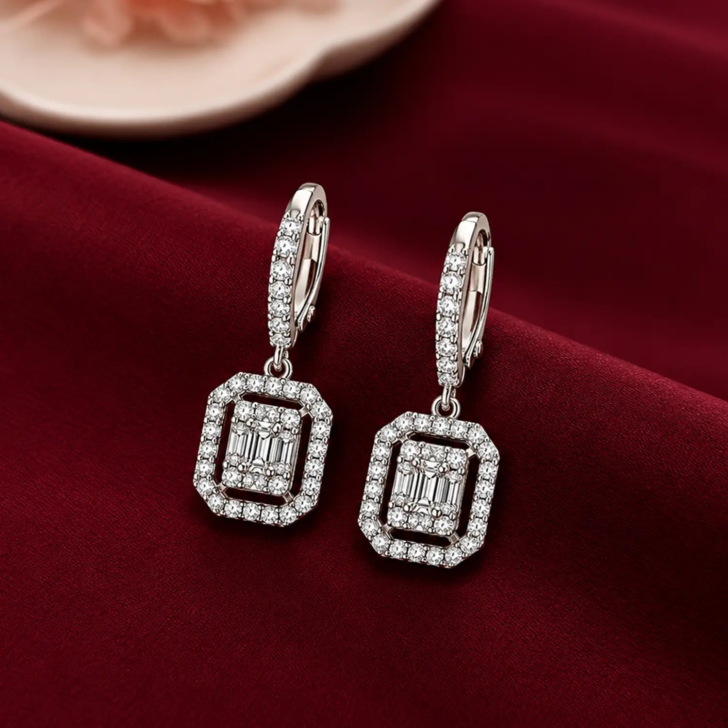Elegant Geometric Sparkle Drop Earrings - Made With Pure 925 Silver