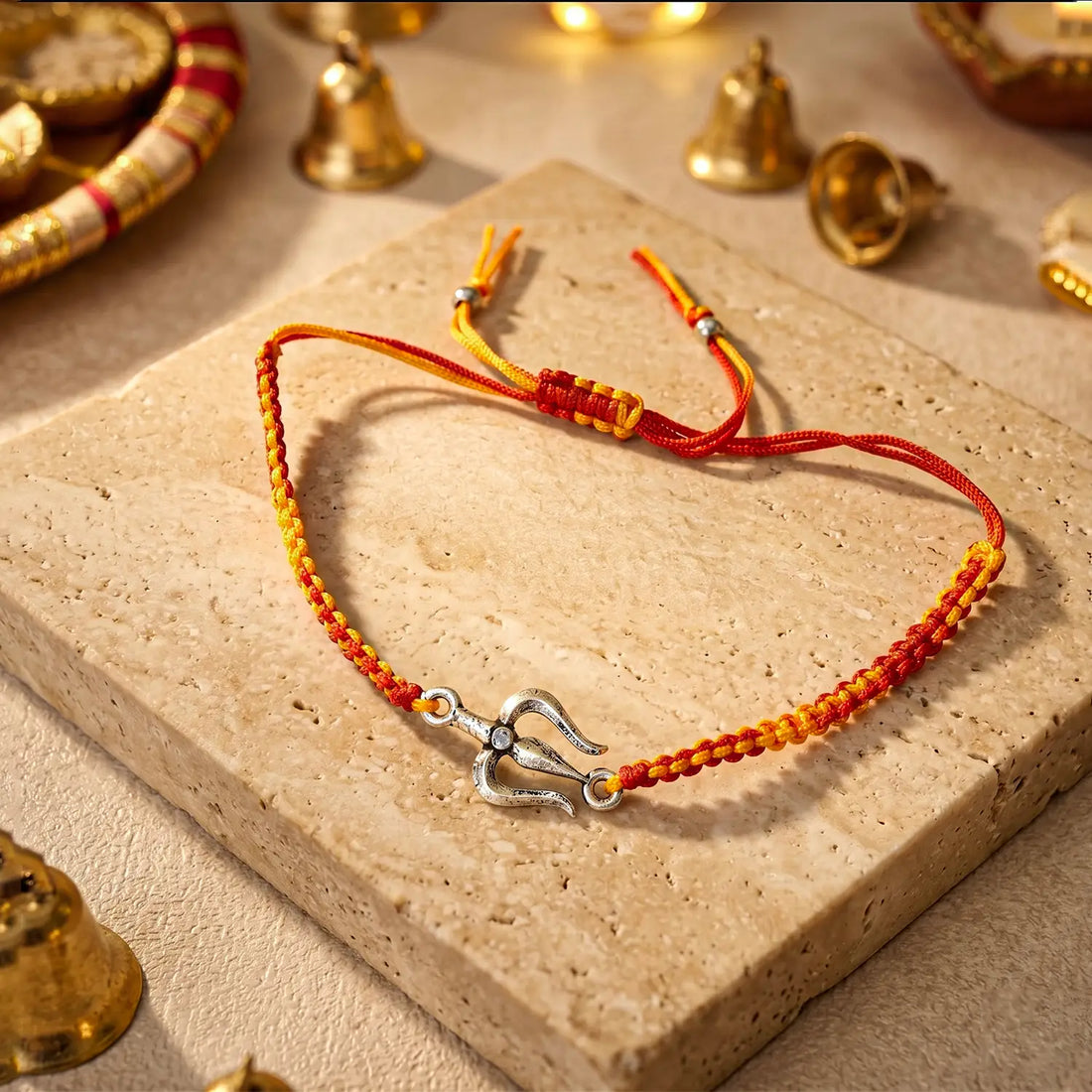 Divine Trishul Silver Rakhi - Made With Pure 925 Silver