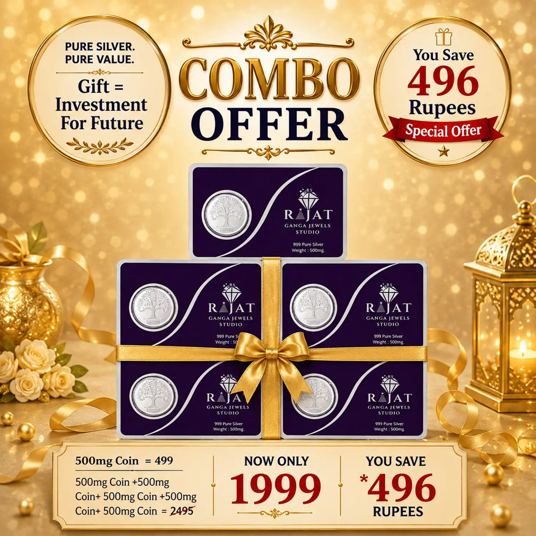 925 Pure Silver Coin Combo Pack (5 × 500mg) – Premium Gift Collection