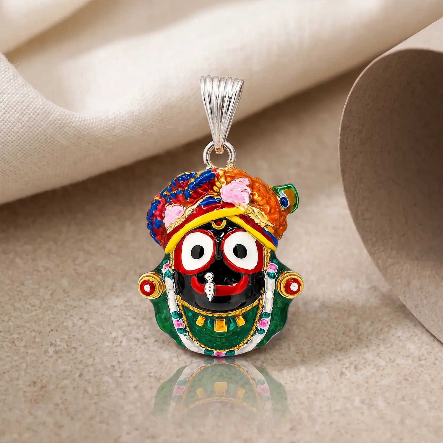 Divine Lord Jagannath Multicolour Silver Pendant - Made With Pure 925 Silver