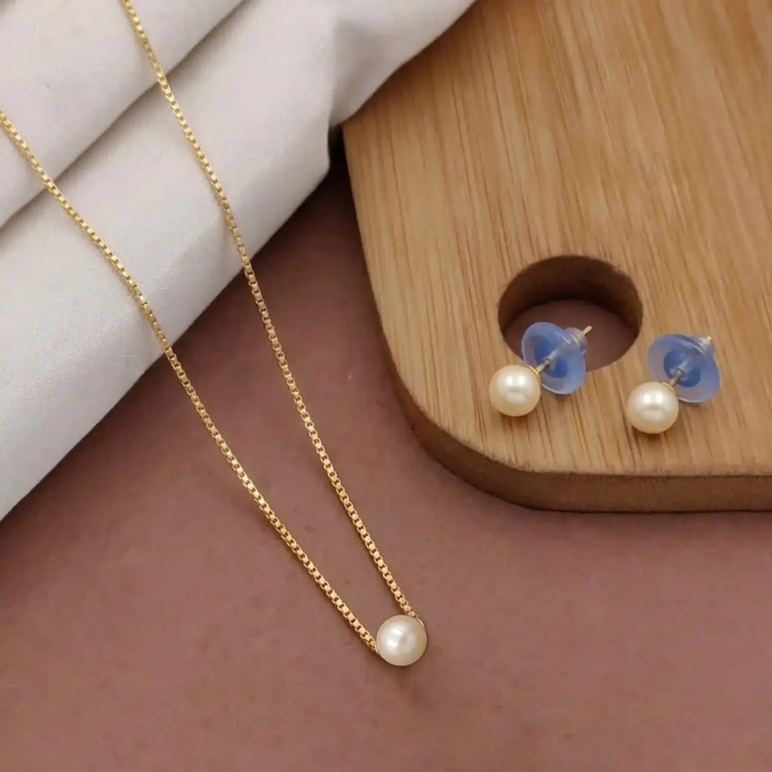 Minimal Pearl Sterling Silver Jewellery Set - Made With Pure 925 Silver