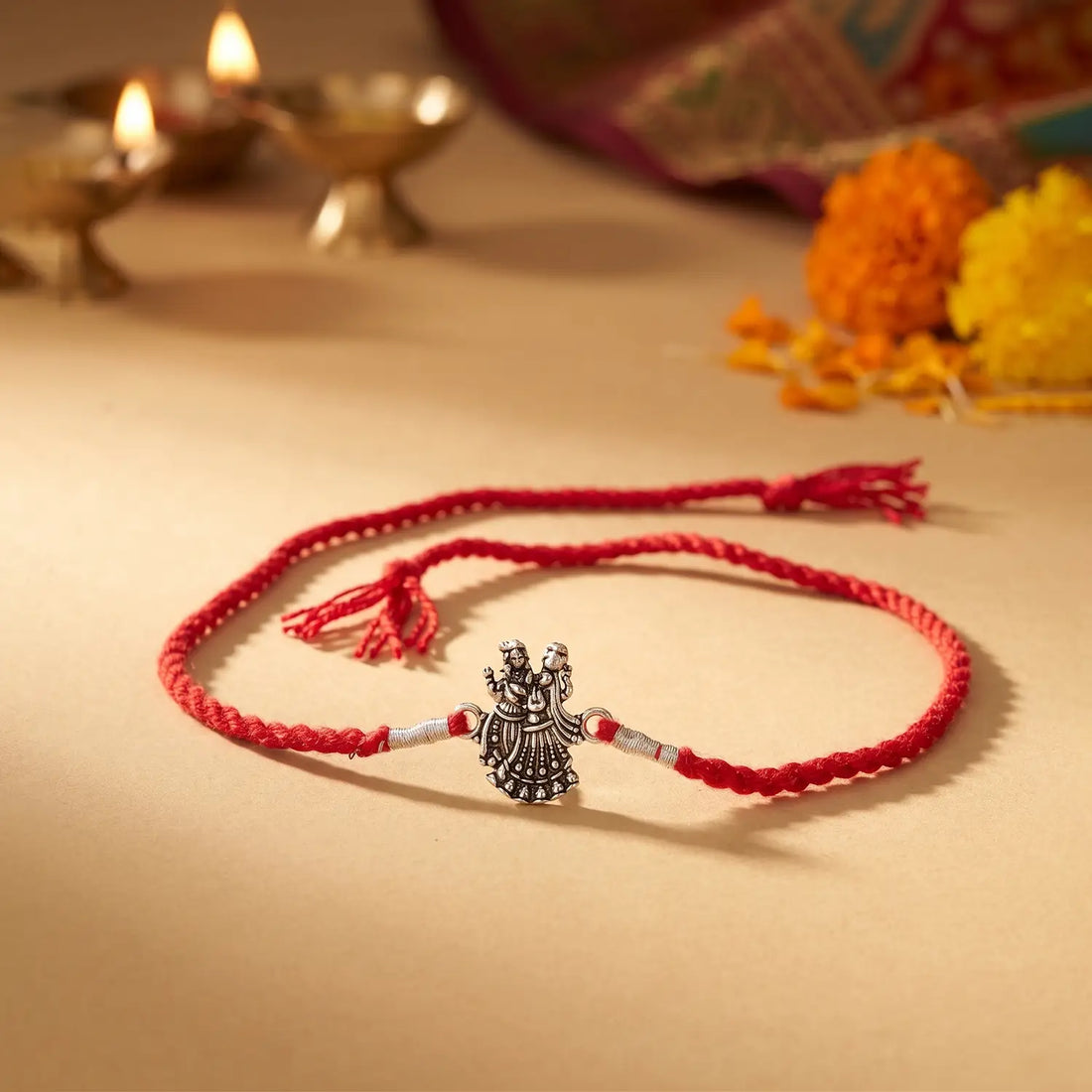 Eternal Radha Krishna Silver Rakhi - Made With Pure 925 Silver