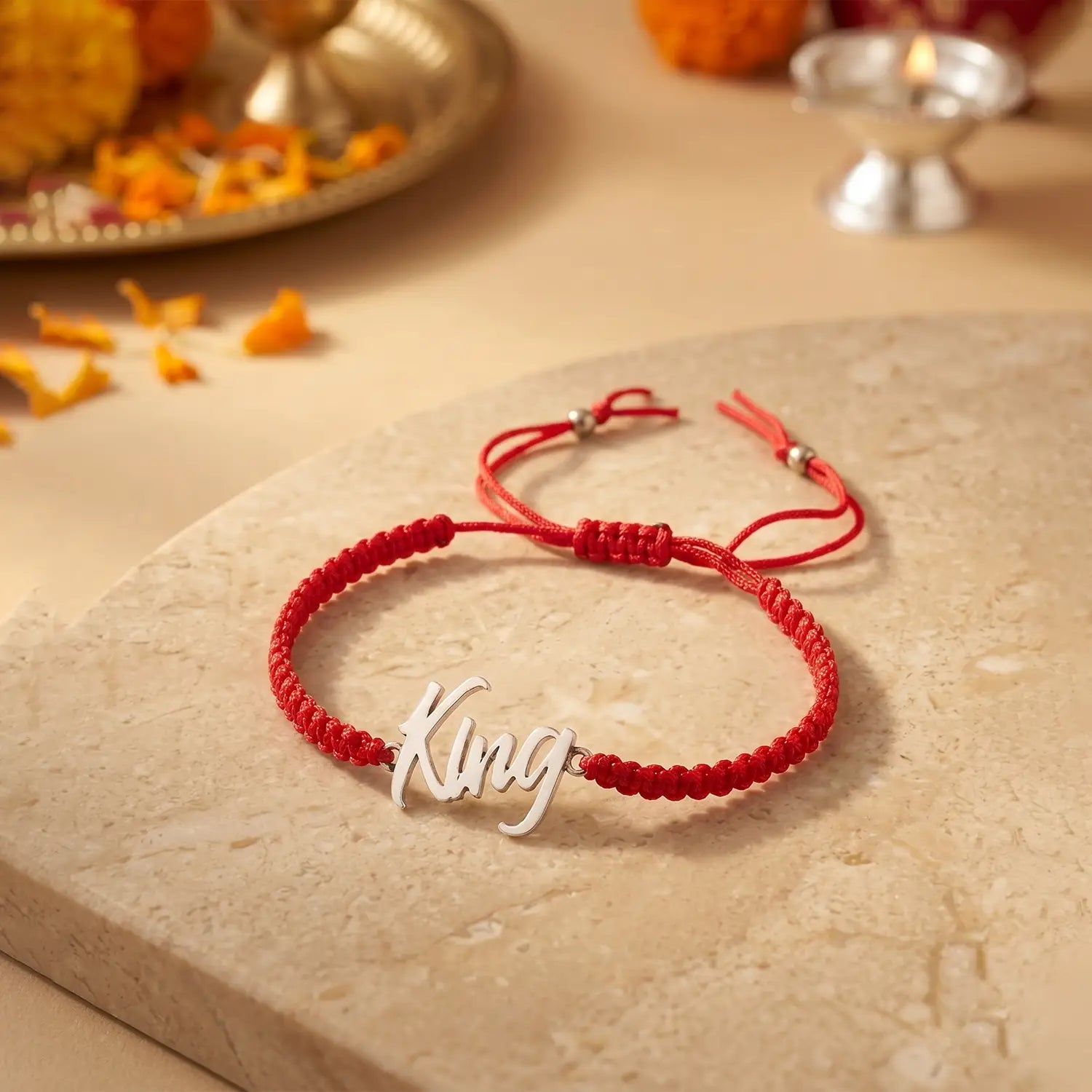 King Silver Name Rakhi Bracelet - Made With Pure 925 Silver