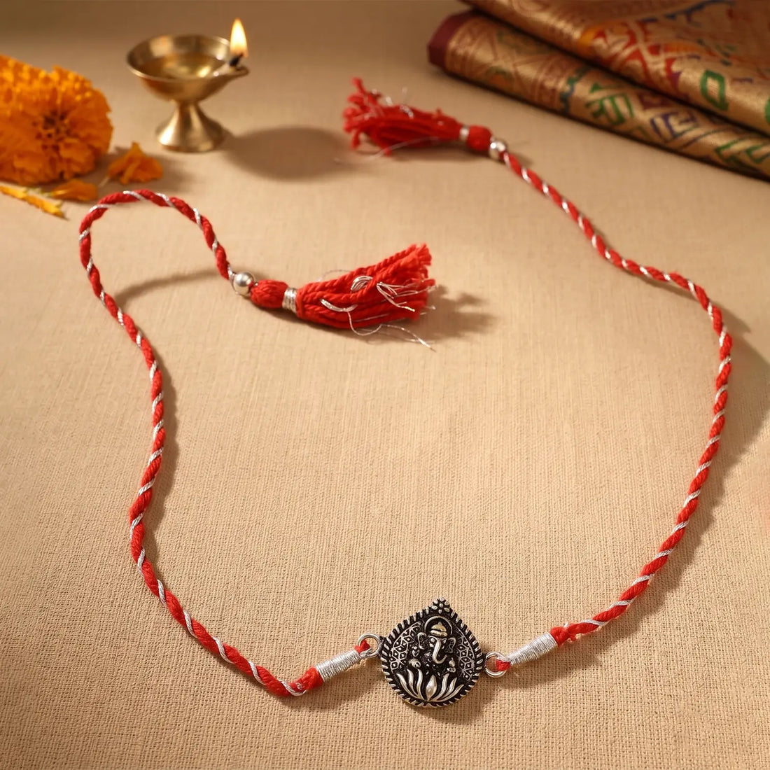 Shree Ganesh Blessing Silver Rakhi - Made With Pure 925 Silver