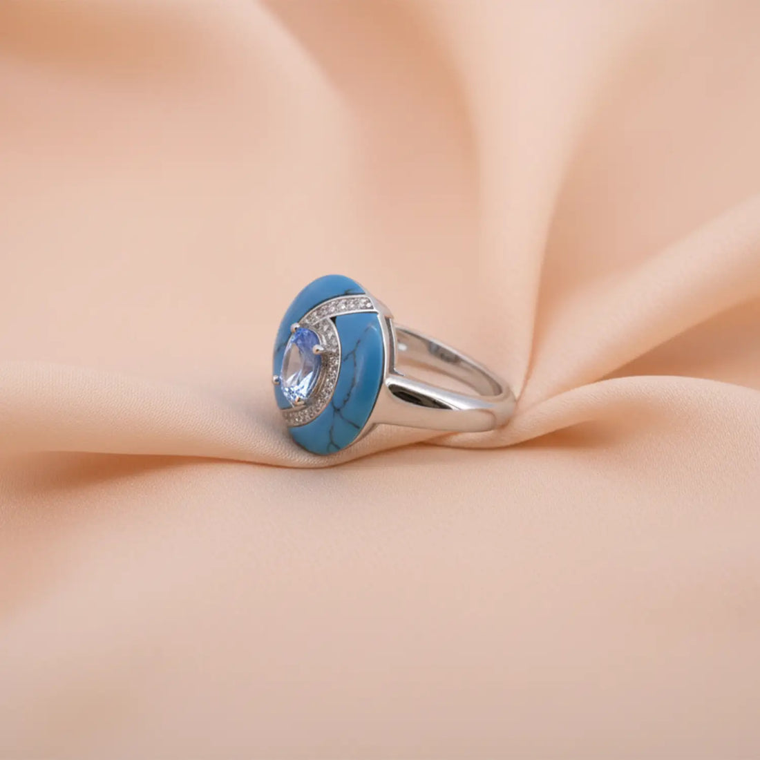 Elegant Turquoise Stone Sterling Silver Ring - Made With Pure 925 Silver