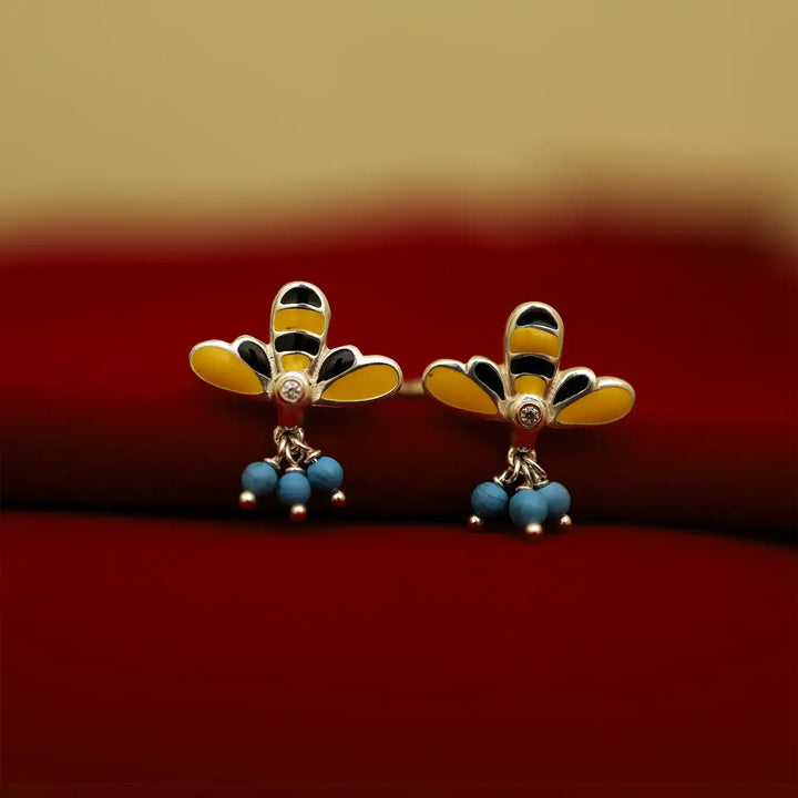 Bee Charm Sterling Silver Enamel Toe Rings- Made With Pure 925 Silver