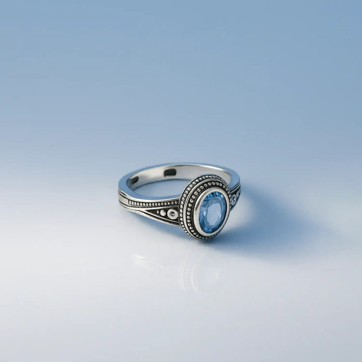 Vintage Pure Silver Single Stone Ring - Made With Pure 925 Silver