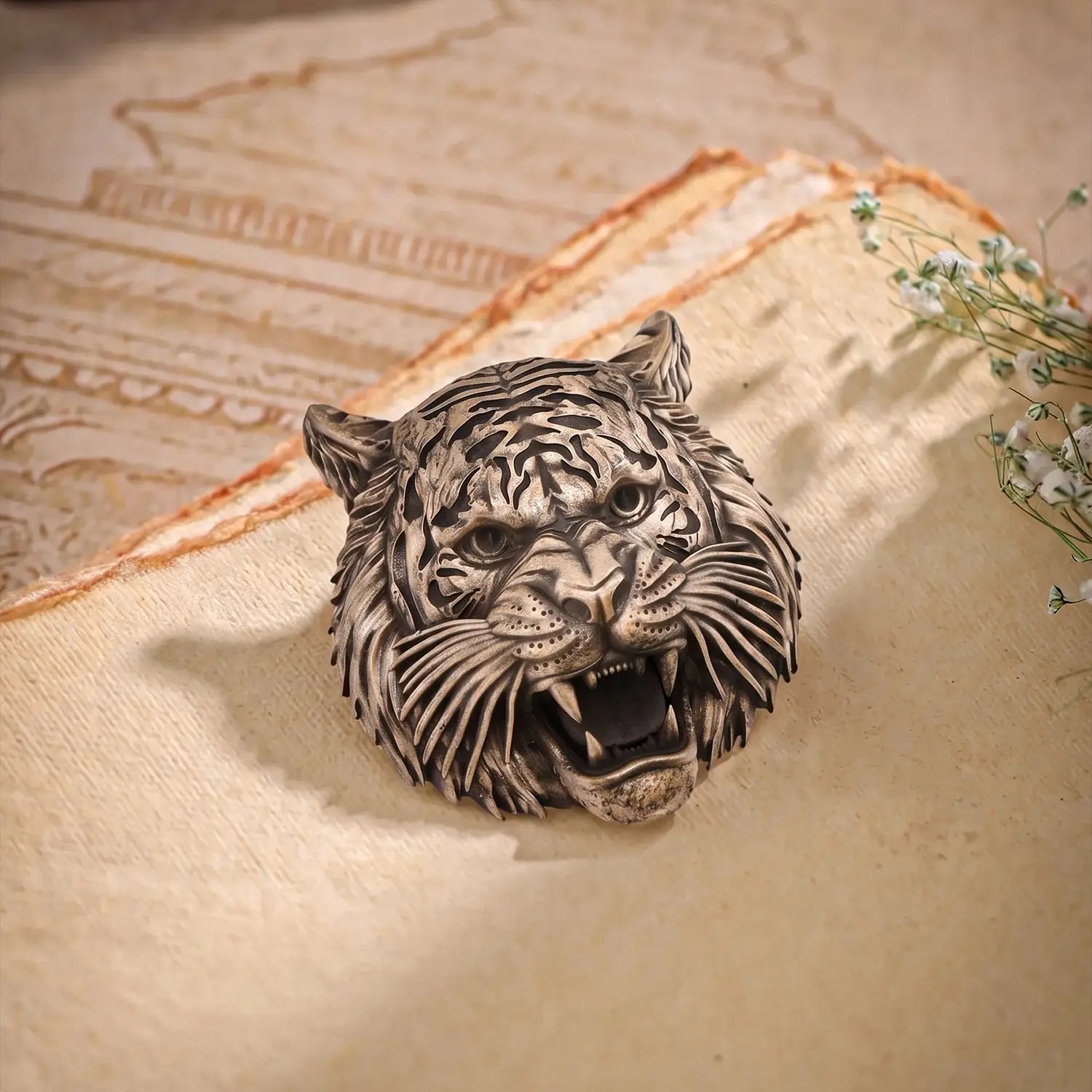 Roaring Tiger Head Designer Brooch - Made With Pure 925 Silver