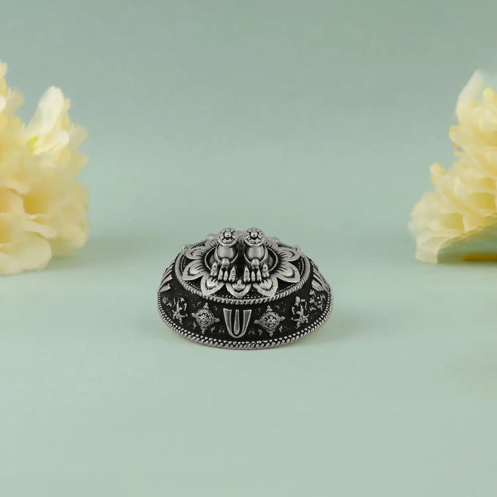 Pure Silver Charan Paduka Idol – Antique Finish- Made With Pure 925 Silver
