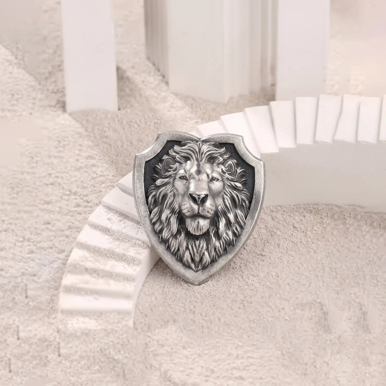 Lion Shield Designer Brooch - Made With Pure 925 Silver