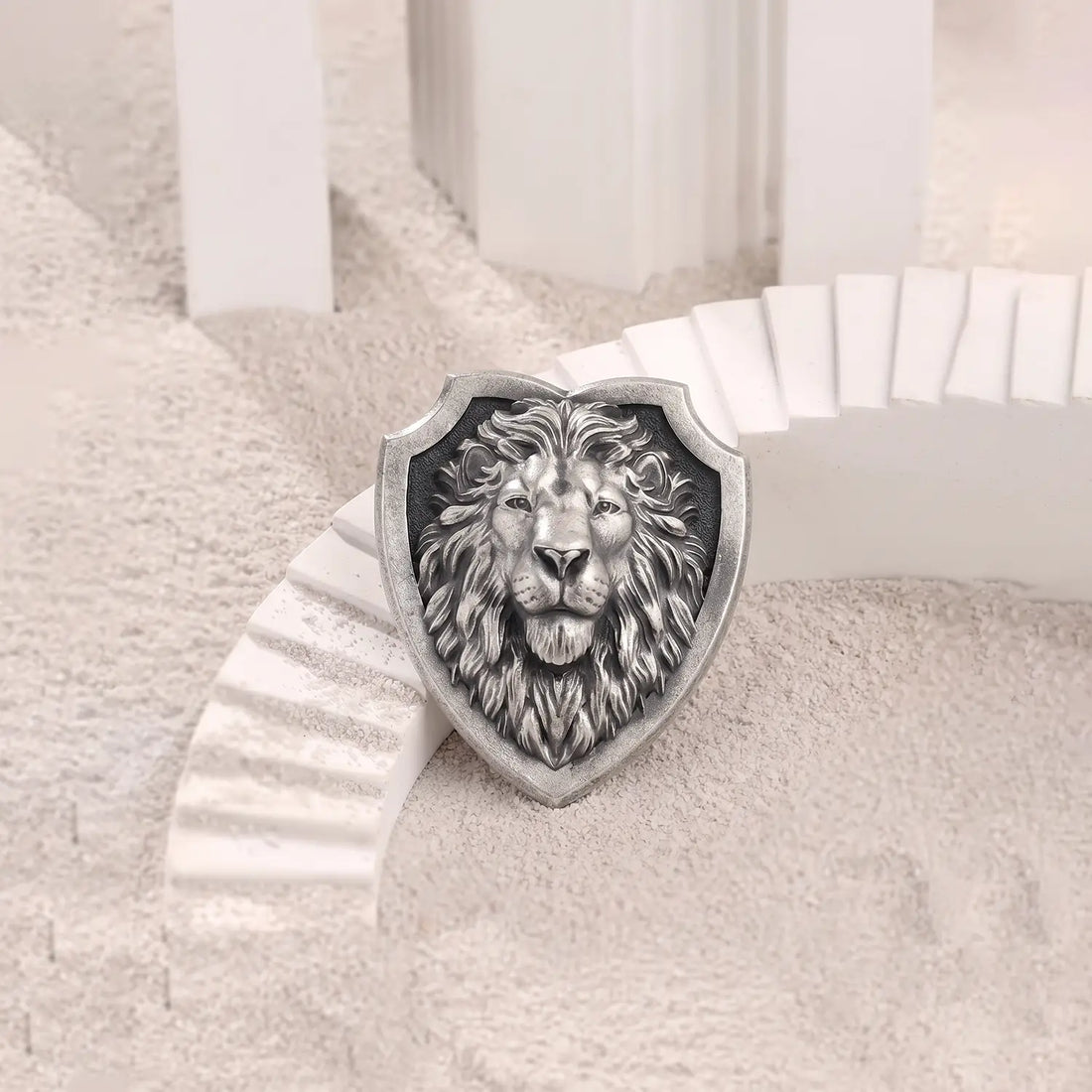 Lion Shield Designer Brooch - Made With Pure 925 Silver